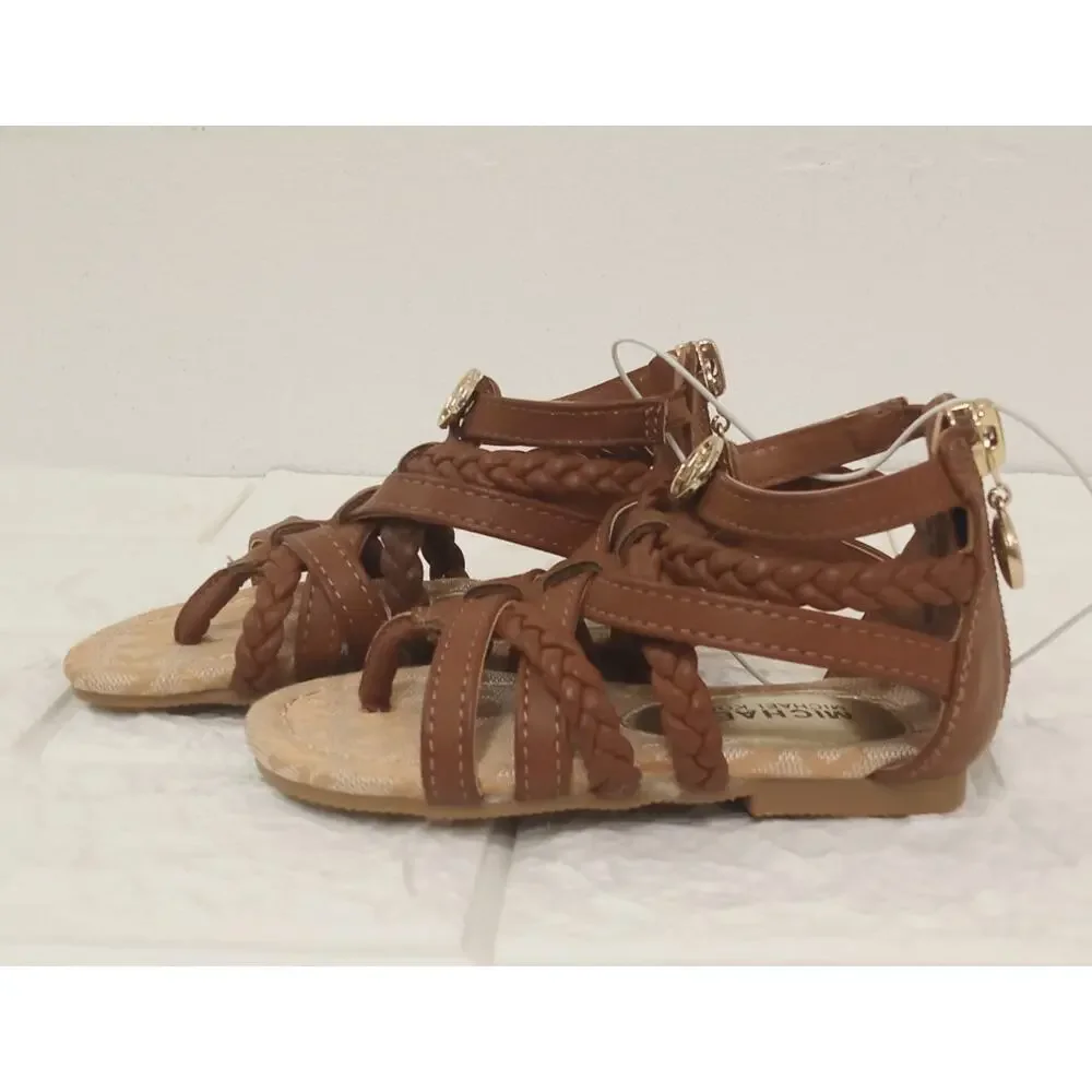 Michael Kors Toddler Girl Sandals Gladiator MK Brown Cognac Size 6
